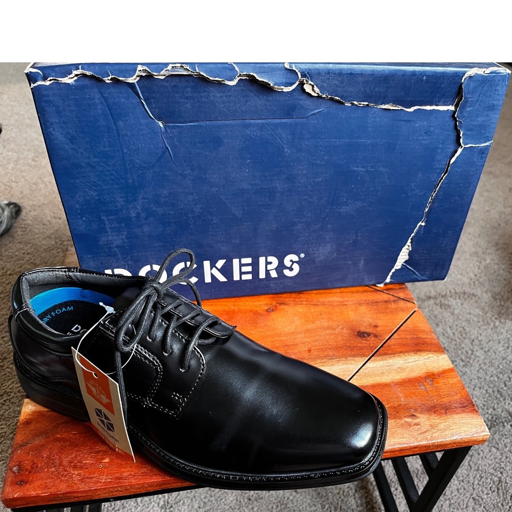 Dockers Irving Mens Black Slip Resistant Memory Foam Oxford Shoes 7M NWT